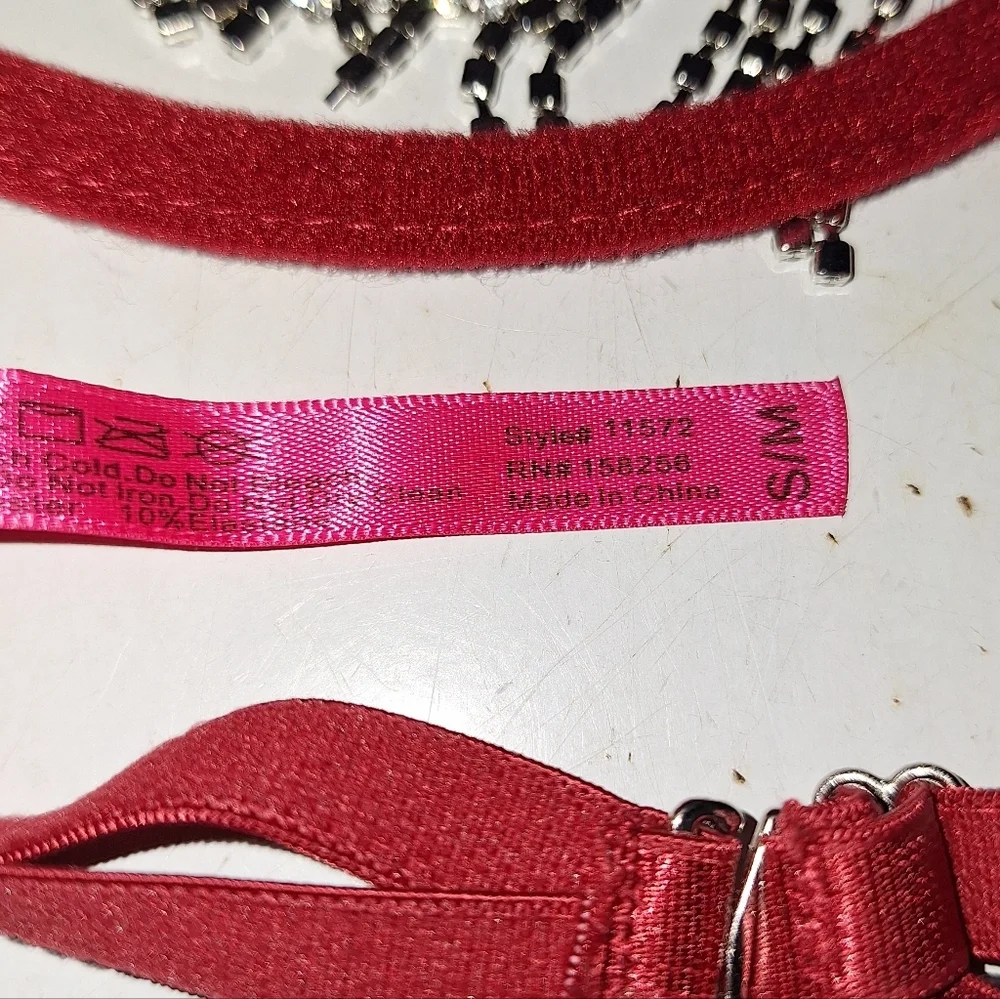 Seven Til Midnight Crystal Fringed RED Lingerie BRA S/M Valentine's Day Velvet